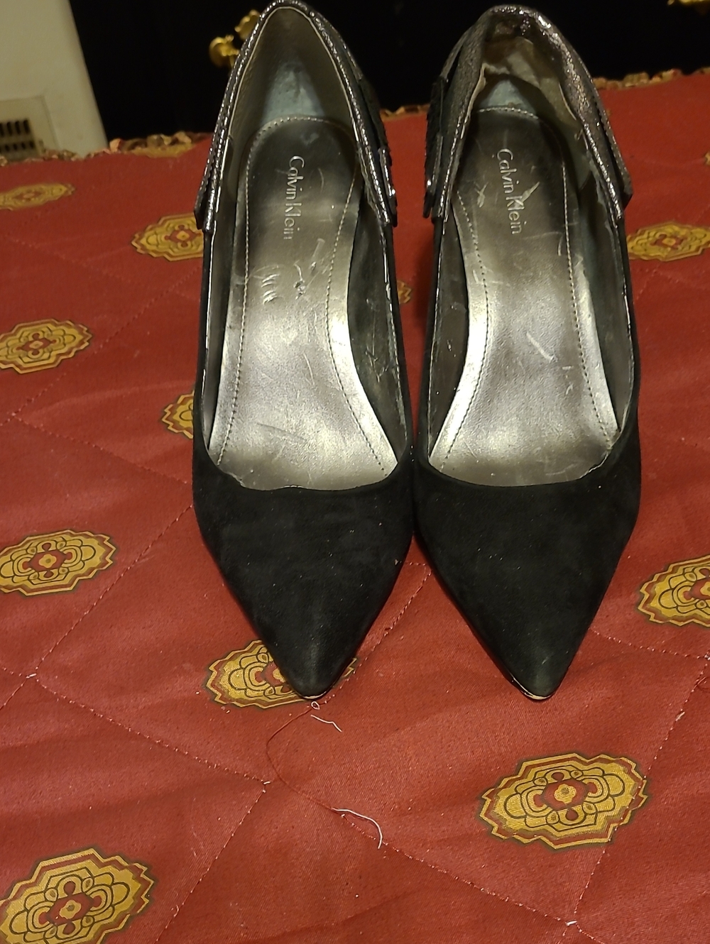 Calvin Klein Black Pointed Toe Suede Pumps